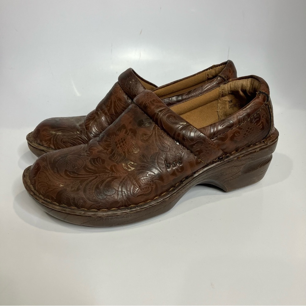 B.o.c. Concept Peggy clogs brown embossed leather size 9